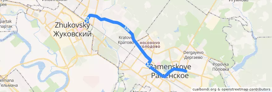 Mapa del recorrido Автобус №26: Платформа Отдых - Раменское ПАТП de la línea  en Раменский городской округ.