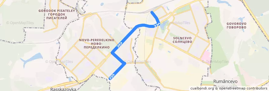 Mapa del recorrido Автобус 166: Новоорловская улица - Станция Солнечная de la línea  en Западный административный округ.