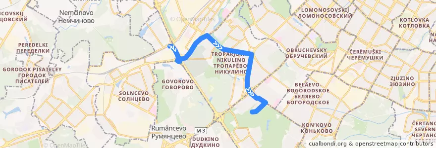 Mapa del recorrido Автобус 66: платформа Сколково - 9 микрорайон Тёплого Стана de la línea  en Москва.