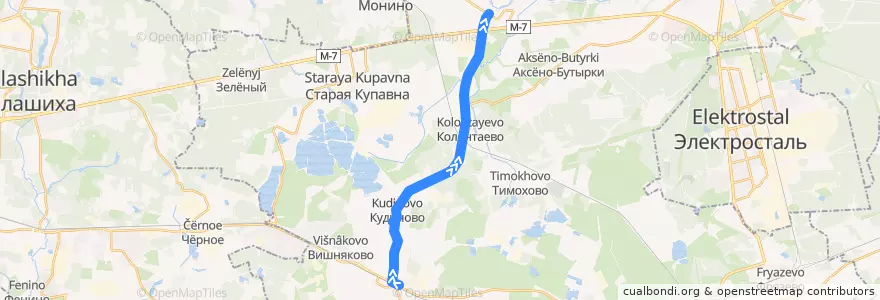 Mapa del recorrido Автобус 28: станция Электроугли - Обухово de la línea  en Богородский городской округ.