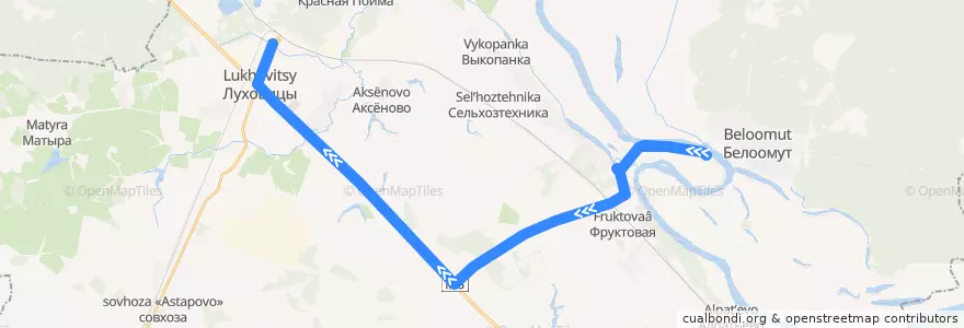 Mapa del recorrido Автобус №26: Белоомут - Луховицы de la línea  en городской округ Луховицы.