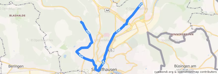Mapa del recorrido Bus 3: Krummacker => Sommerwies de la línea  en Sciaffusa.