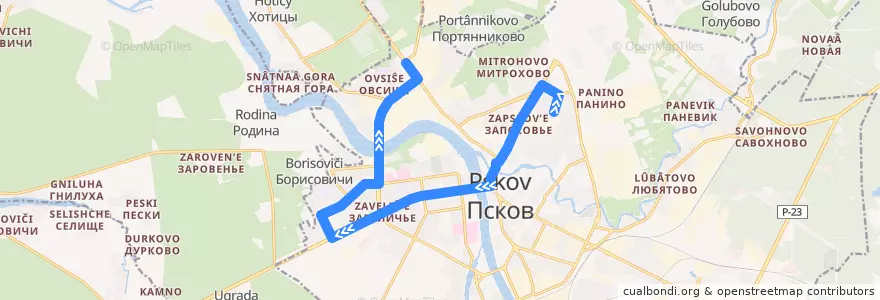 Mapa del recorrido Автобус №22 обратный de la línea  en городской округ Псков.
