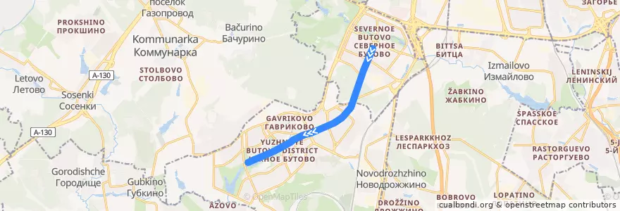 Mapa del recorrido Бутовская линия de la línea  en Юго-Западный административный округ.