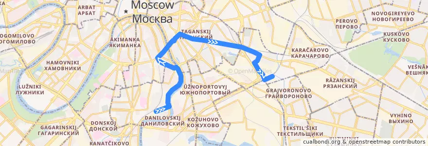 Mapa del recorrido Автобус 106: 3-й Павелецкий проезд => Новохохловская улица de la línea  en Москва.