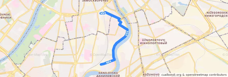 Mapa del recorrido Автобус 13: Павелецкий вокзал => 3-й Павелецкий проезд de la línea  en Даниловский район.