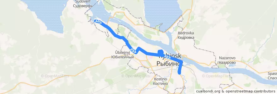Mapa del recorrido 3 de la línea  en городской округ Рыбинск.