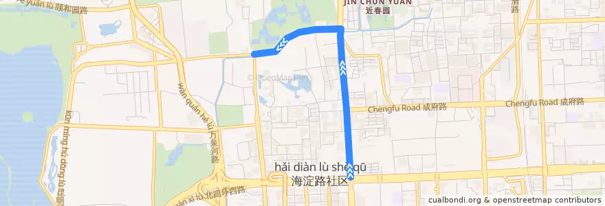 Mapa del recorrido Bus 579: 杏坛路南口 => 颐和园 de la línea  en 海淀区.