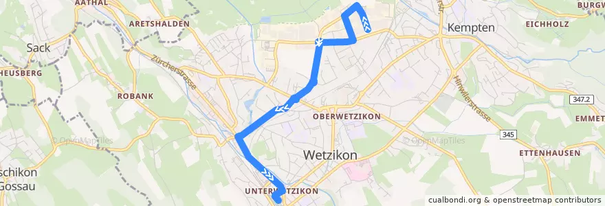 Mapa del recorrido Bus 856: Wetzikon ZH, Kastellstrasse => Wetzikon ZH, Bahnhof de la línea  en Wetzikon (ZH).