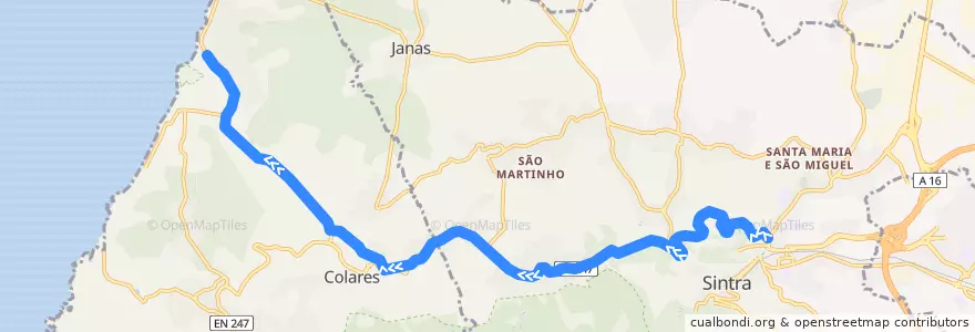Mapa del recorrido Sintra → Praia das Maçãs de la línea  en Sintra.