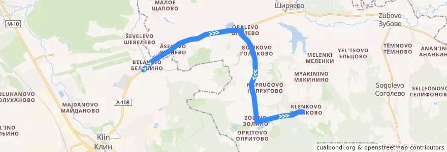 Mapa del recorrido Автобус 47: а/с Клин — Кленково de la línea  en городской округ Клин.