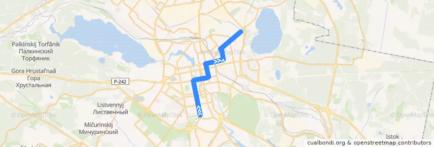 Mapa del recorrido Трамвай 4: Южная - Шарташ de la línea  en городской округ Екатеринбург.