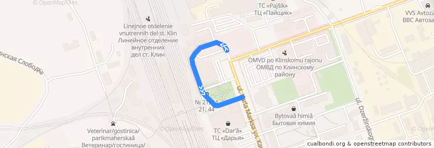 Mapa del recorrido Автобус 23: а/с Клин — Блинная de la línea  en городской округ Клин.