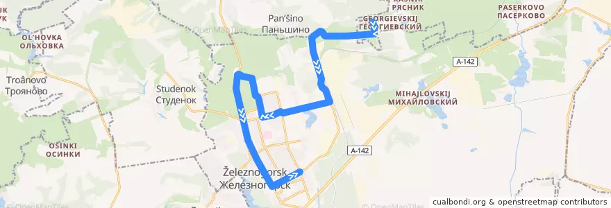 Mapa del recorrido Маршрут автобуса 198: Шахтер - Горгаз de la línea  en Oblast Koersk.