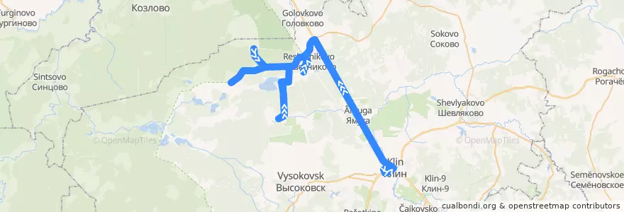 Mapa del recorrido Автобус 39: а/с Клин — Решетниково — Копылово de la línea  en городской округ Клин.