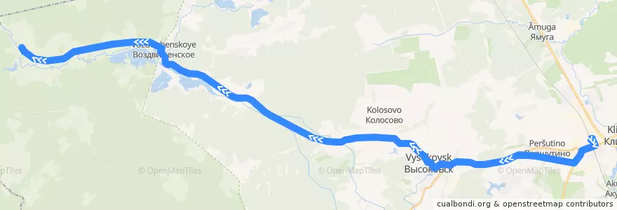 Mapa del recorrido Автобус 36: а/с Клин — Глухино de la línea  en городской округ Клин.