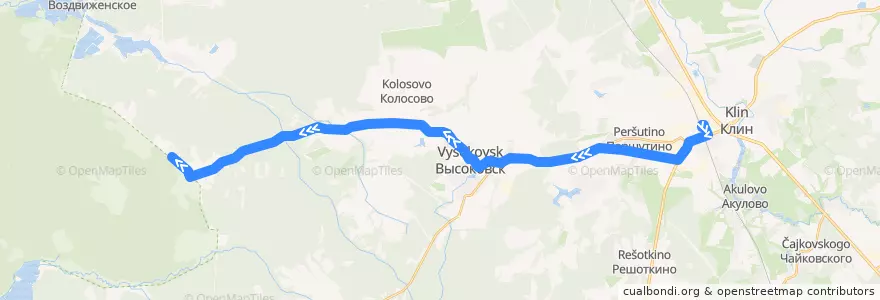 Mapa del recorrido Автобус 33: а/с Клин — Выголь de la línea  en городской округ Клин.