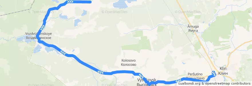 Mapa del recorrido Автобус 34: а/с Клин — Копылово de la línea  en городской округ Клин.