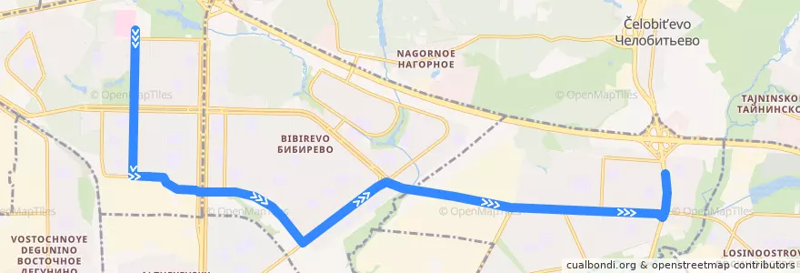 Mapa del recorrido Автобус 771: Абрамцевская улица => Северодвинская улица de la línea  en Северо-Восточный административный округ.