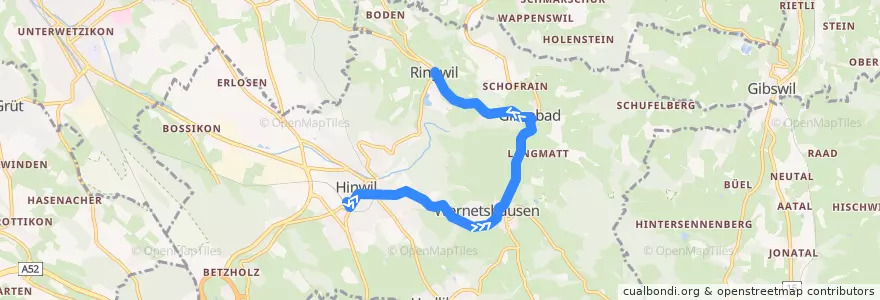 Mapa del recorrido Bus 875: Hinwil, Bahnhof => Hinwil, Ringwil de la línea  en Hinwil.
