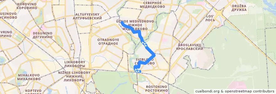 Mapa del recorrido Автобус 61: Метро «Ботанический сад» => Ясный проезд de la línea  en Северо-Восточный административный округ.