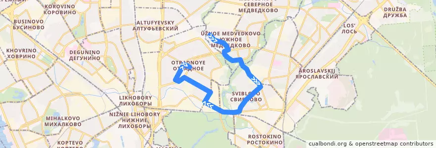 Mapa del recorrido Автобус 628: Ясный проезд => Метро «Отрадное» de la línea  en Северо-Восточный административный округ.