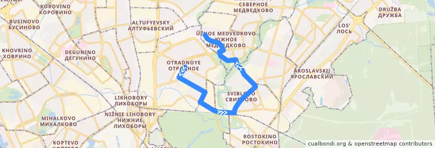 Mapa del recorrido Автобус 628: Метро «Отрадное» => Ясный проезд de la línea  en Северо-Восточный административный округ.