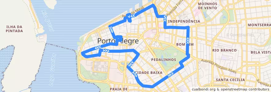 Mapa del recorrido C3 - Circular URCA de la línea  en Porto Alegre.