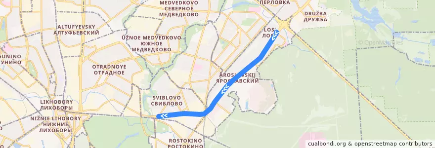 Mapa del recorrido Автобус 789: Холмогорская улица => Метро «Ботанический сад» de la línea  en Северо-Восточный административный округ.