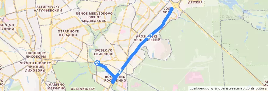 Mapa del recorrido Автобус 789: Метро «Ботанический сад» => Холмогорская улица de la línea  en Северо-Восточный административный округ.