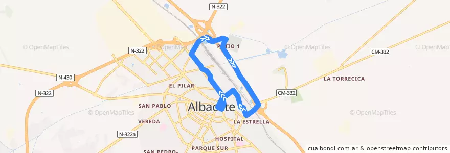 Mapa del recorrido Ruta Cementerio de la línea  en Albacete.