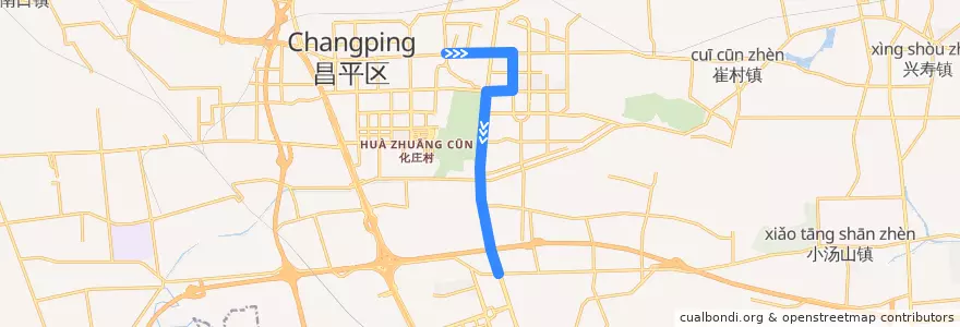 Mapa del recorrido Bus 643: 十三陵水库 => 地铁天通苑北站 de la línea  en 昌平区.