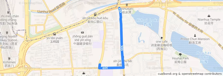 Mapa del recorrido Bus 508: 颐和园 => 地铁新街口站 de la línea  en 西城区.