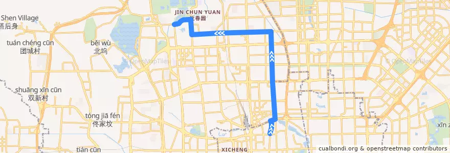Mapa del recorrido Bus 508: 地铁新街口站 => 颐和园 de la línea  en 海淀区.