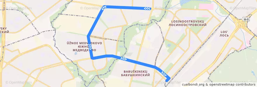 Mapa del recorrido Автобус 174: Осташковская улица => Станция Лосиноостровская de la línea  en Северо-Восточный административный округ.