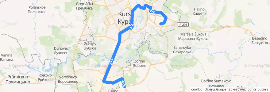 Mapa del recorrido Маршрут автобуса №75: "Онкологический диспансер - 3-я Агрегатная улица" de la línea  en Kursk.
