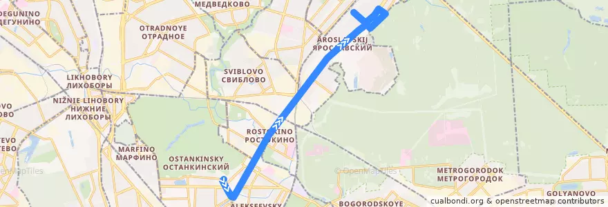 Mapa del recorrido Автобус 244: ВДНХ (южная) => Федоскинская улица de la línea  en North-Eastern Administrative Okrug.