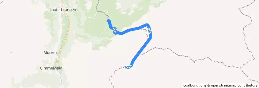 Mapa del recorrido R 311: Jungfraujoch => Kleine Scheidegg de la línea  en Verwaltungskreis Interlaken-Oberhasli.