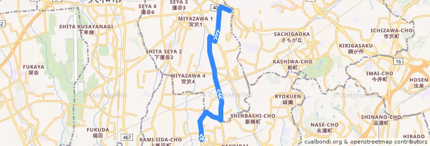 Mapa del recorrido 神奈中バス い04系統(いずみ野駅→三ツ境駅) de la línea  en 横浜市.