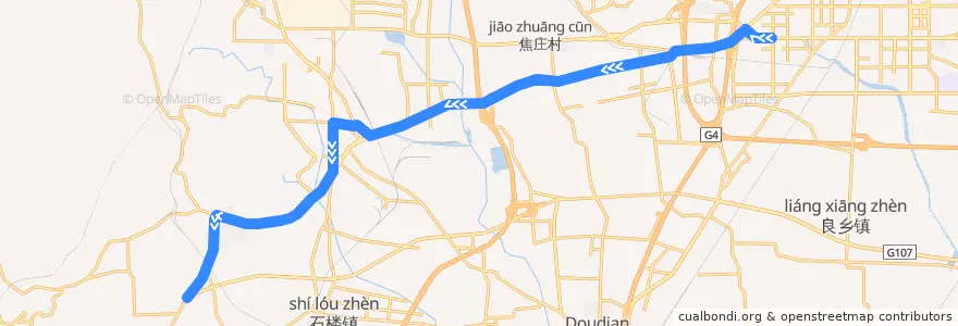 Mapa del recorrido Bus 917: 地铁苏庄站 => 东湖港 de la línea  en 房山区.