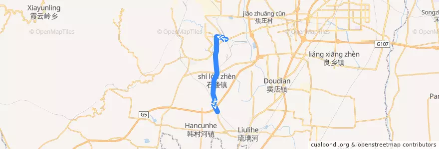 Mapa del recorrido Bus 房42: 大宁山庄 => 吉羊 de la línea  en 房山区.