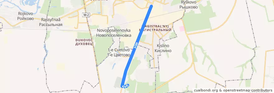 Mapa del recorrido Маршрут автобуса №36А: "с/о "Резинщик" - Льговский поворот" de la línea  en Kursky District.