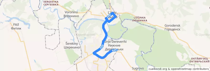 Mapa del recorrido Автобус №7: Н.Деревеньки - Льгов (АС) de la línea  en городской округ Льгов.