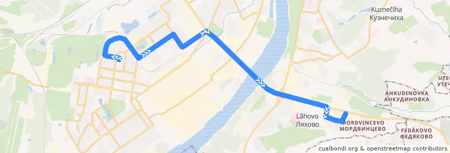 Mapa del recorrido Автобус 73: Соцгород-2 => Молококомбинат de la línea  en Stadtkreis Nischni Nowgorod.