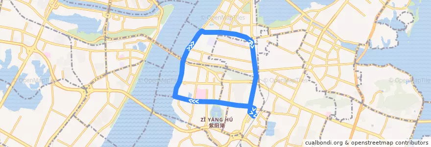 Mapa del recorrido 43路 de la línea  en Wuchang District.