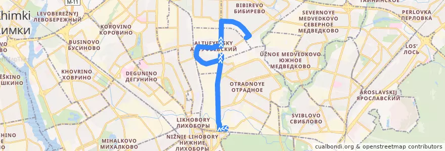 Mapa del recorrido Автобус 53: Метро «Владыкино» => Метро «Бибирево» de la línea  en Северо-Восточный административный округ.