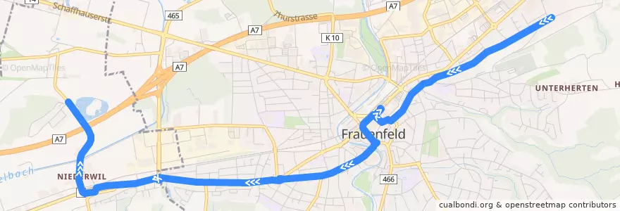 Mapa del recorrido Bus 2: Flurhof => Egelsee de la línea  en Bezirk Frauenfeld.