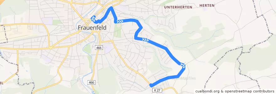 Mapa del recorrido Bus 4: Bahnhof => Huben de la línea  en Frauenfeld.