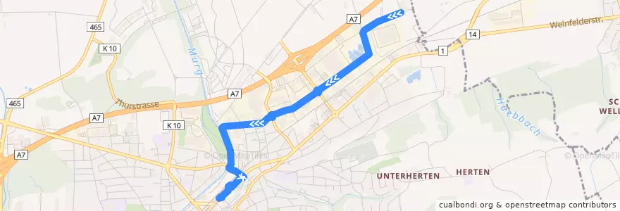 Mapa del recorrido Bus 5: Im Alexander => Bahnhof de la línea  en Frauenfeld.