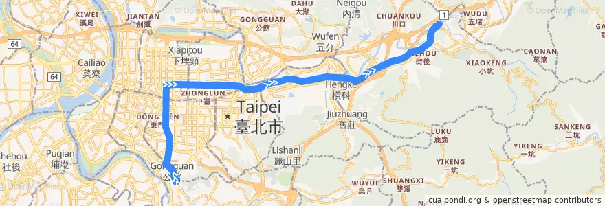 Mapa del recorrido 臺北市 668 汐止-公館 (返程) de la línea  en تايبيه الجديدة.